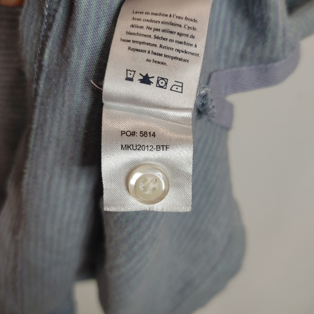 Faherty Polo Sunwashed Cotton Short Sleeve Blue Purple Stripe XL Casual Shirt - Picture 7 of 7